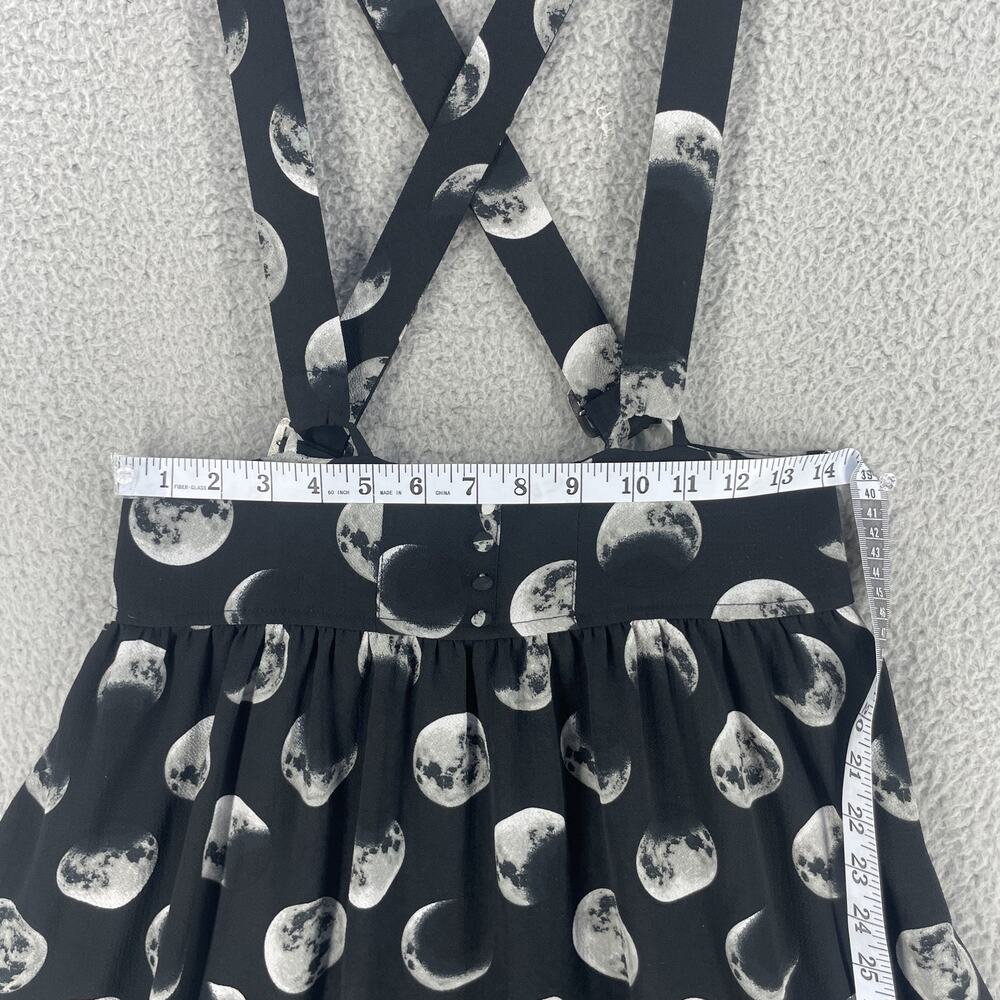Hot Topic Suspender Skirt Womens Medium Black Moon Phases Adjustable Gothic Punk - Picture 4 of 9